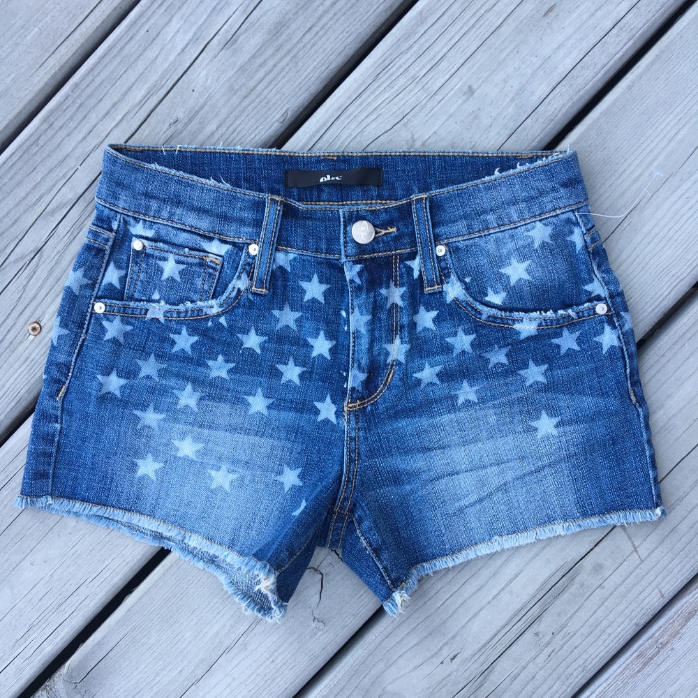 NWT Else Raw Hem Denim Shorts Patriotic Stars 24